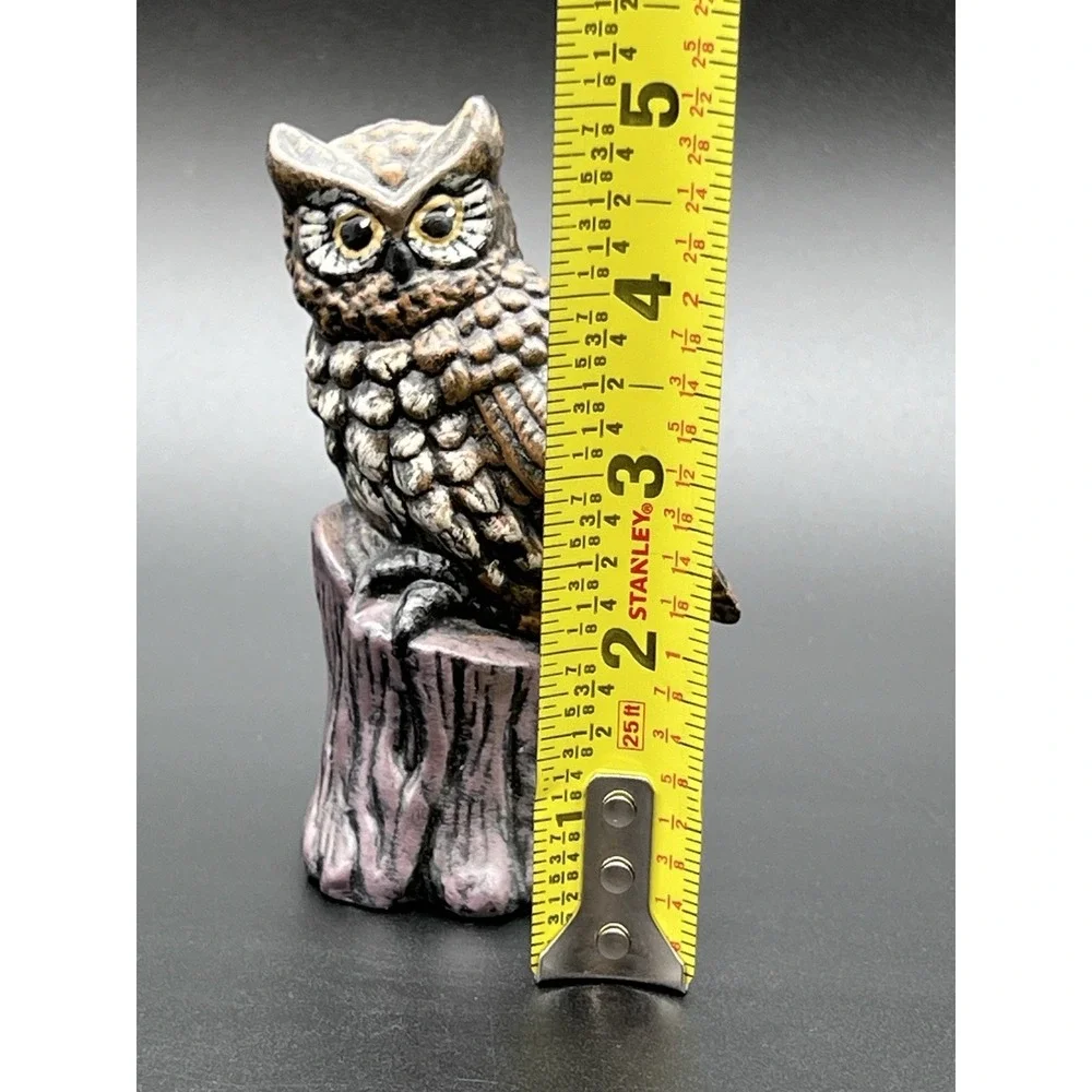 Vintage Owl Figurine Ceramic Statue Perched on Tree Stump 5